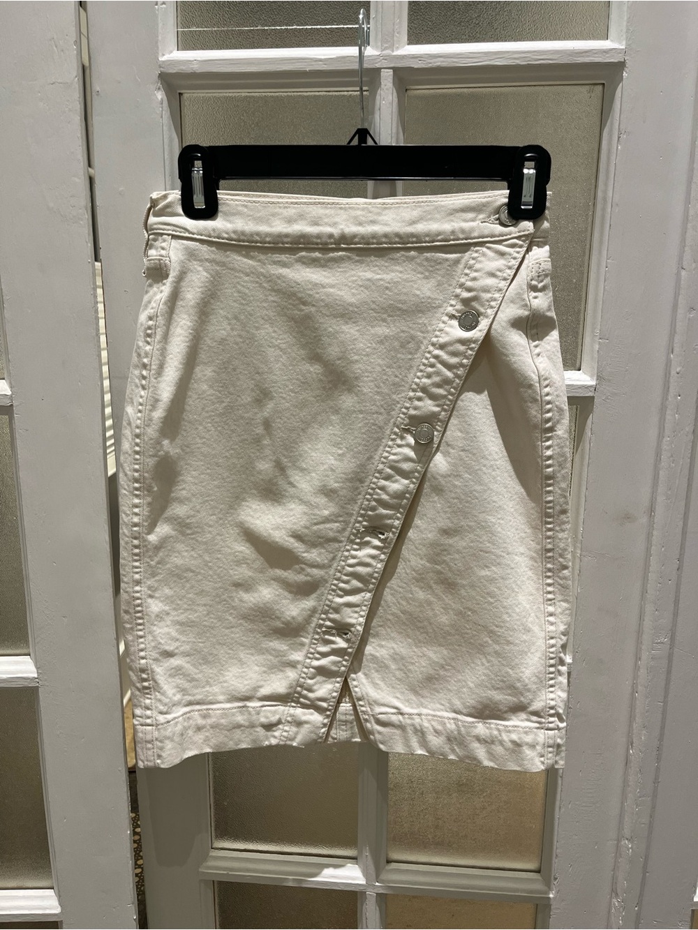 Hudson Jeans Cream Asymmetrical Snap-Front Mini Skirt